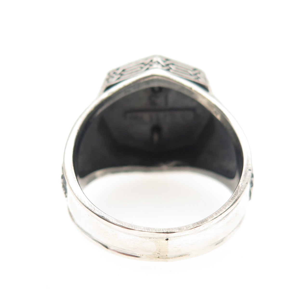 CPII 925 Sterling Silver Vintage Real Black Onyx Vitruvian Man Ring Size 12.5