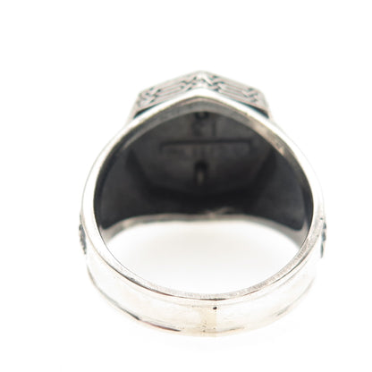 CPII 925 Sterling Silver Vintage Real Black Onyx Vitruvian Man Ring Size 12.5