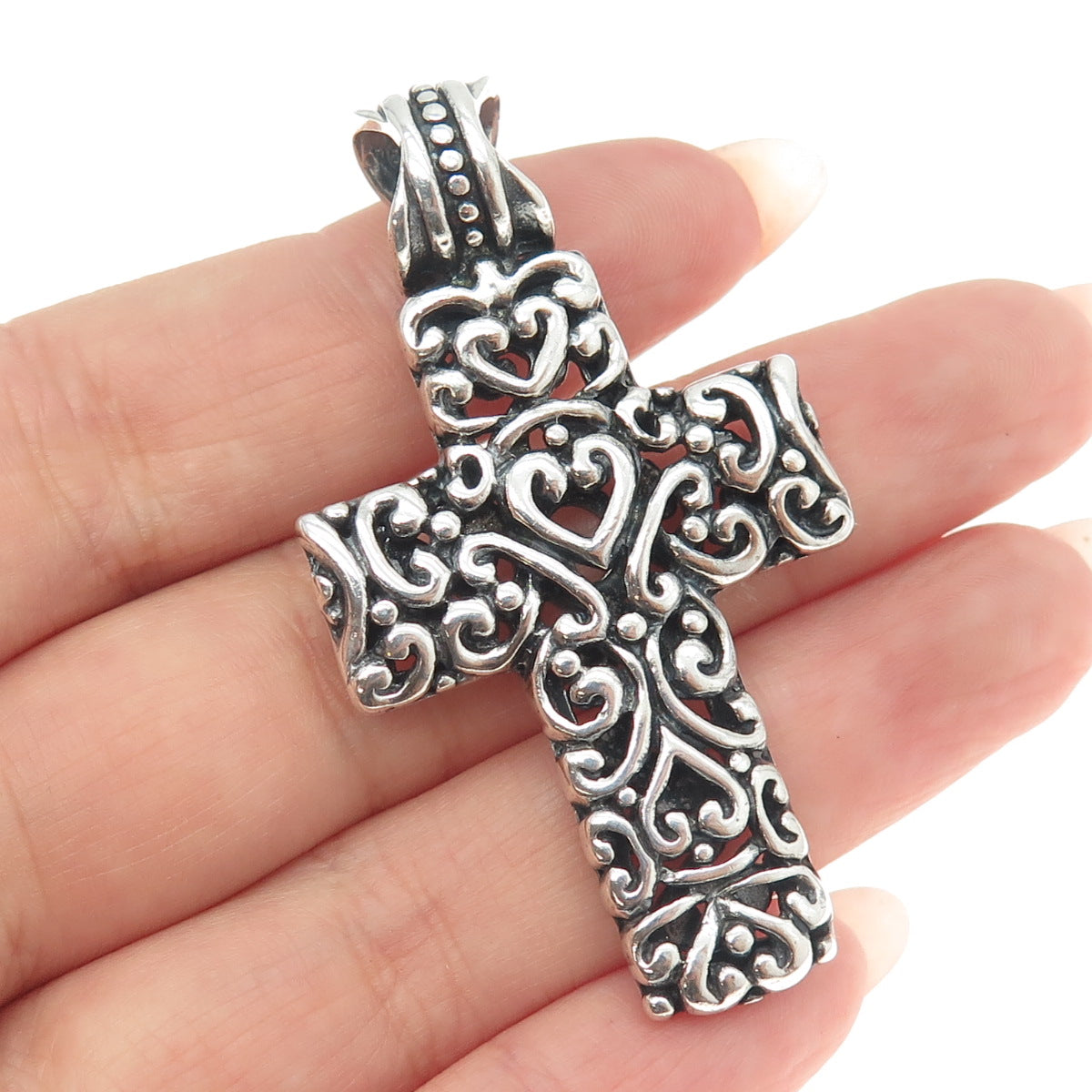 925 Sterling Silver Vintage Ornate Cross Pendant