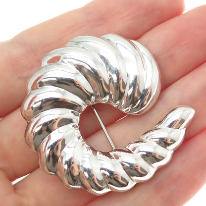 MWS Mark Wasserman Samara 925 Sterling Silver Vintage Modernist Ribbed Brooch