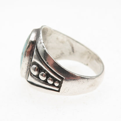 Old Pawn Sterling Silver Vintage Southwestern Turquoise Tribal Ring Size 9.25