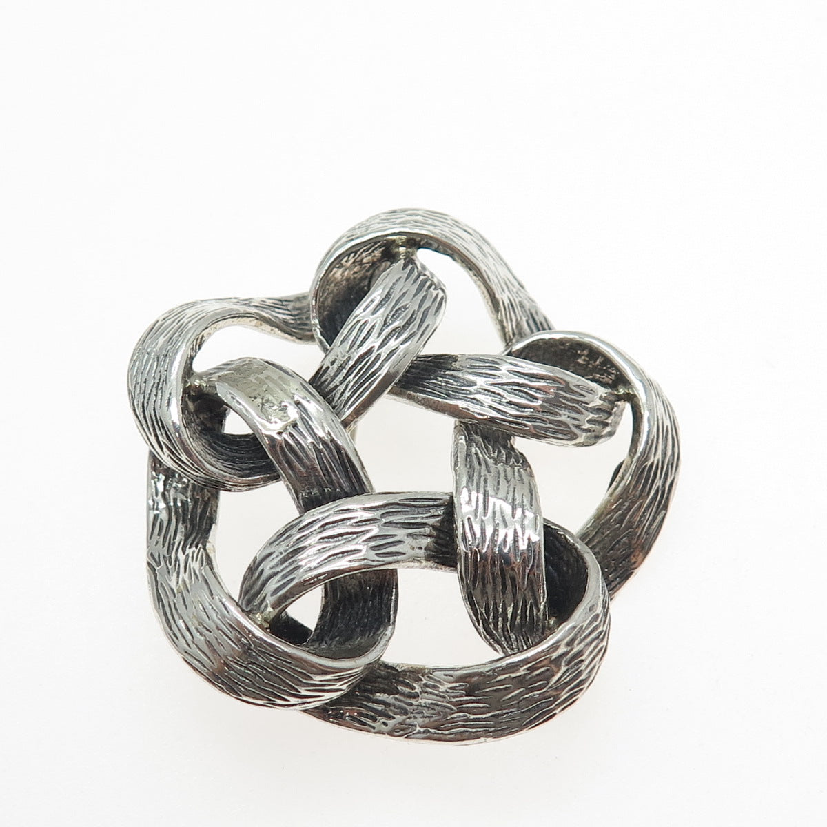 DANECRAFT 925 Sterling Silver Vintage Modernist Floral Oxidized Pin Brooch