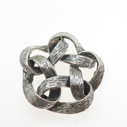 DANECRAFT 925 Sterling Silver Vintage Modernist Floral Oxidized Pin Brooch