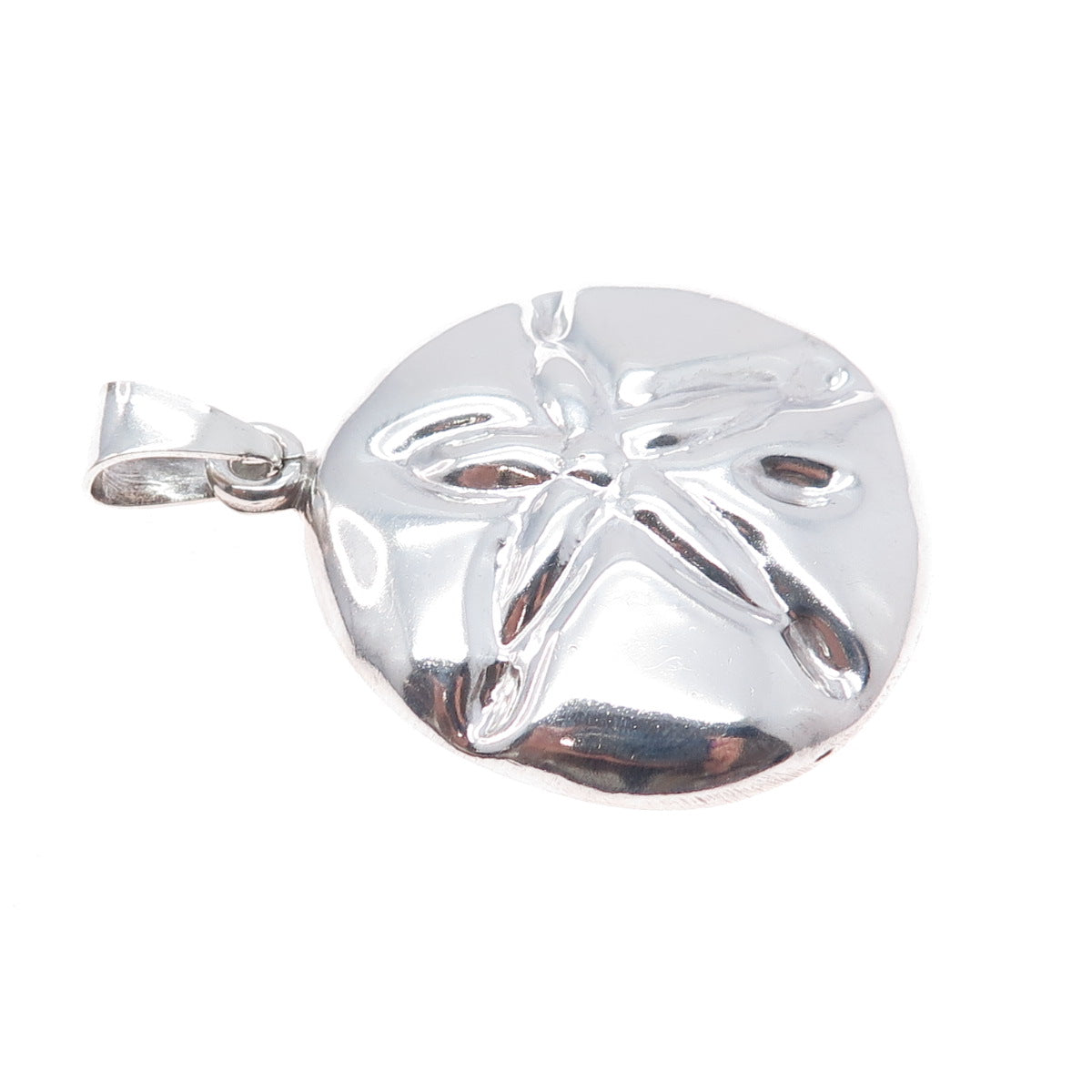 925 Sterling Silver Vintage Mexico Sand Dollar Puffy Charm Pendant