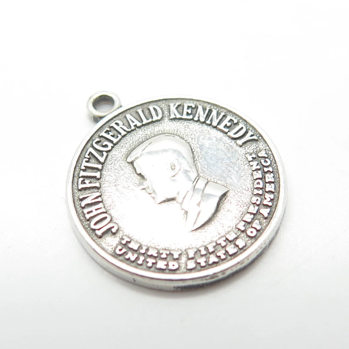 925 Sterling Silver Vintage Heraldigs "John Fitzgerald Kennedy" Charm Pendant