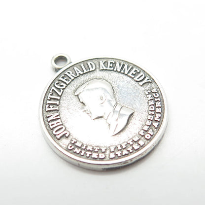 925 Sterling Silver Vintage Heraldigs "John Fitzgerald Kennedy" Charm Pendant