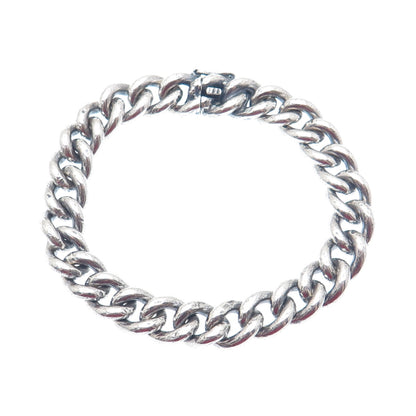 925 Sterling Silver Vintage Mexico Curb Link Oxidized Bracelet 6.75"
