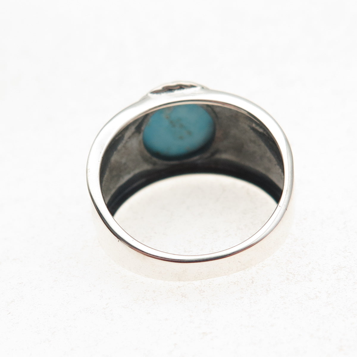 925 Sterling Silver Vintage Real Sleeping Beauty Turquoise Ring Size 8.25