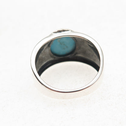 925 Sterling Silver Vintage Real Sleeping Beauty Turquoise Ring Size 8.25