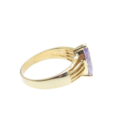 925 Sterling Silver Gold Plated Marquise-Cut Lavender C Z Ring Size 8