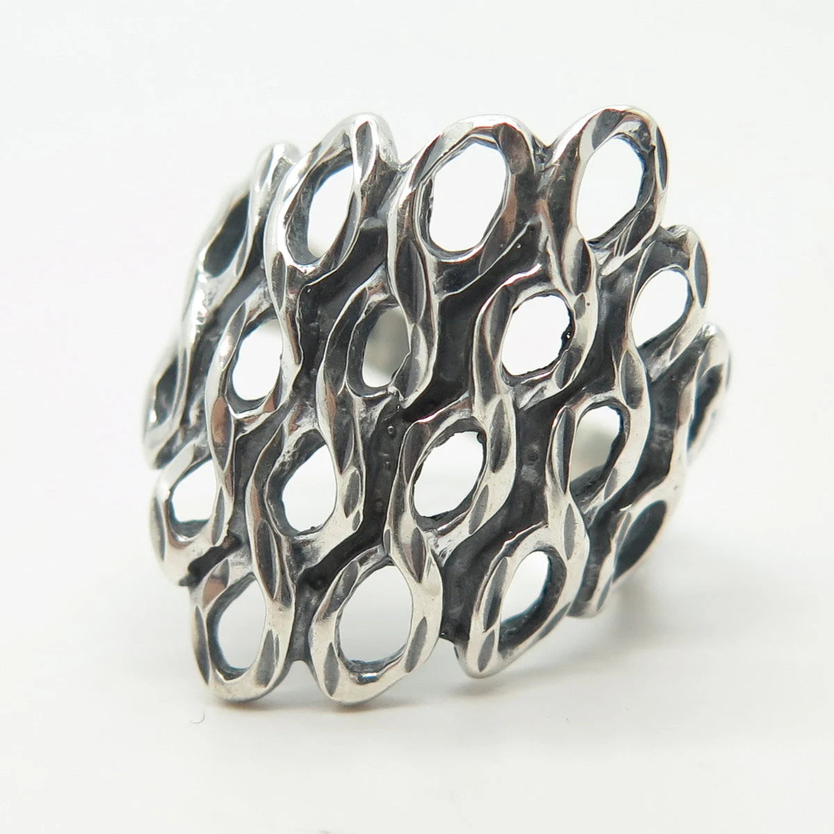 925 Sterling Silver Vintage Net Ring Size 6