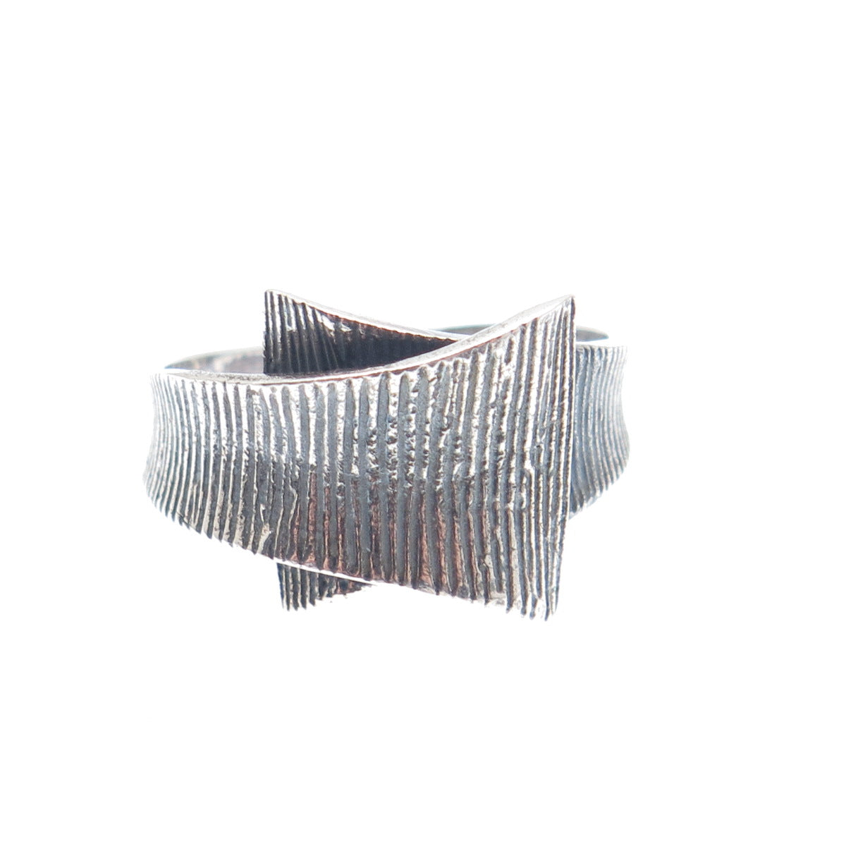 925 Sterling Silver Vintage Modernist Oxidized Ring Size 9.5