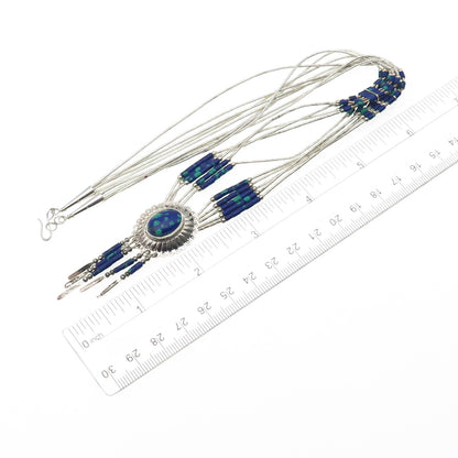 Old Pawn 925 Sterling Silver Vintage Azurite Concho Liquid Chain Necklace 20"