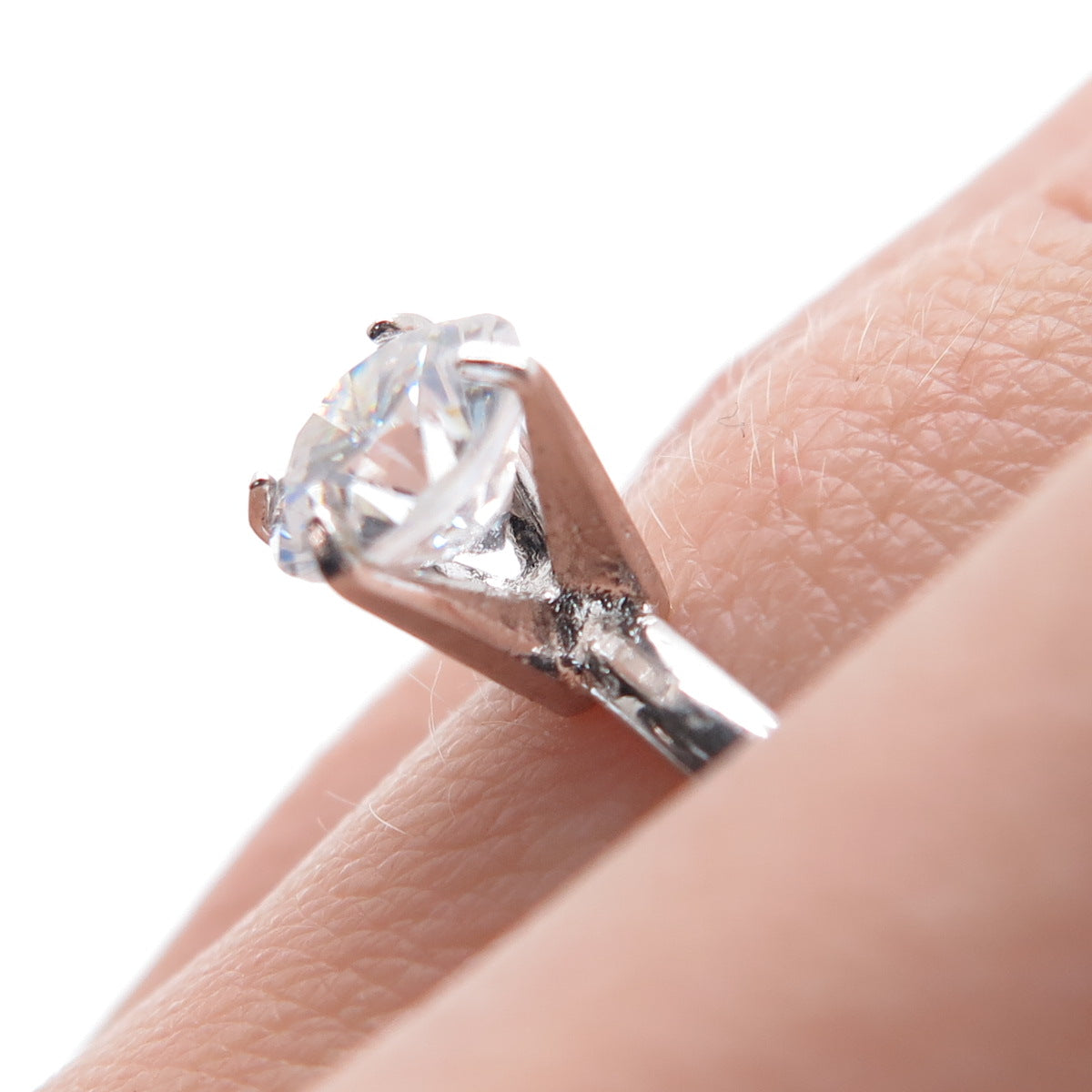 VARGAS & LIND 925 Sterling Silver Antique Art Deco C Z Engagement Ring Size 7