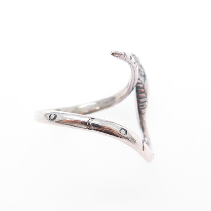 DELFINO Sterling Silver Vintage Mexico Snake Oxidized Adjustable Ring Size 7.75