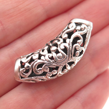 925 Sterling Silver Vintage Real Amethyst Floral Swirl Slide Pendant