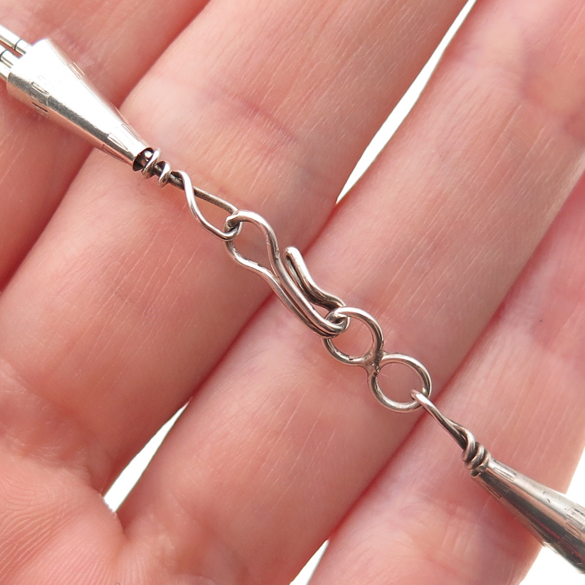 Sensa Eustace Zuni Old Pawn Sterling Vintage Turquoise Liquid Chain Necklace 18"