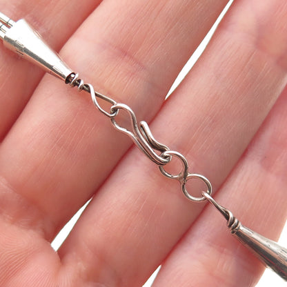 Sensa Eustace Zuni Old Pawn Sterling Vintage Turquoise Liquid Chain Necklace 18"