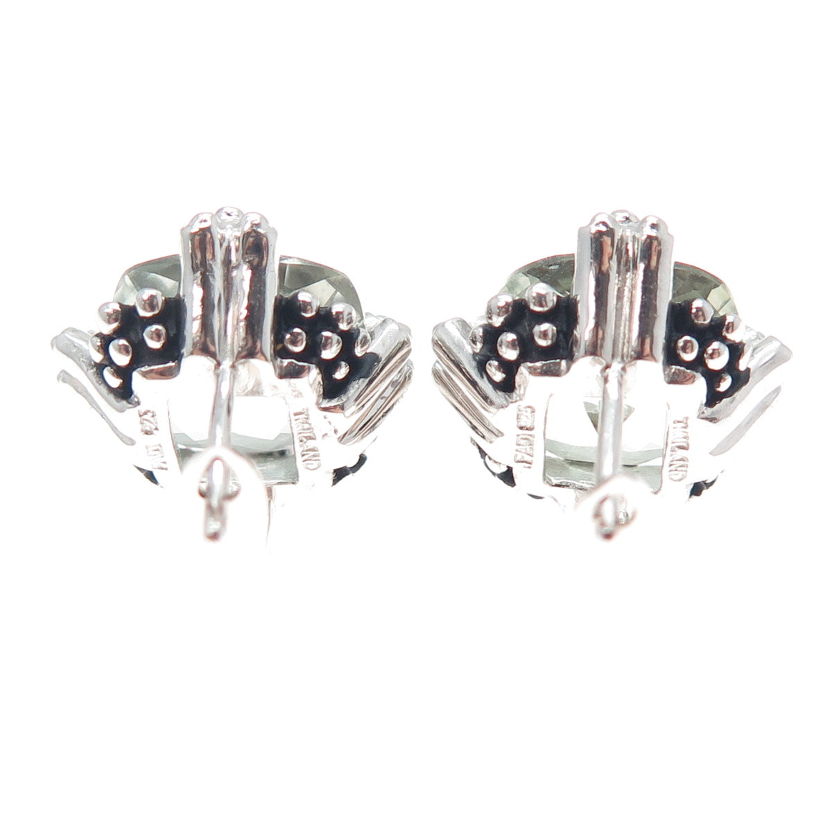 FADI 925 Sterling Silver Real Light Blue Topaz Granulated Earrings