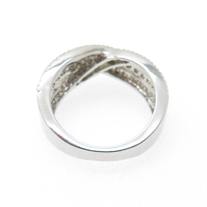 925 Sterling Round-Cut Lavender Champagne & White C Z Crisscross Ring Size 7