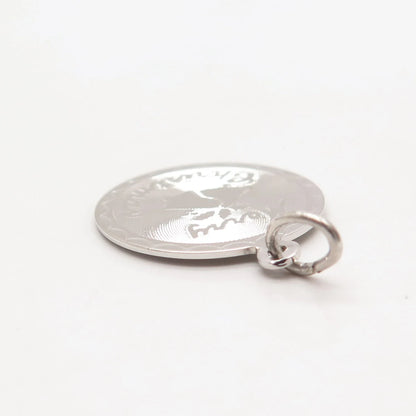 925 Sterling Silver Vintage "Merry Christmas" Round Pendant