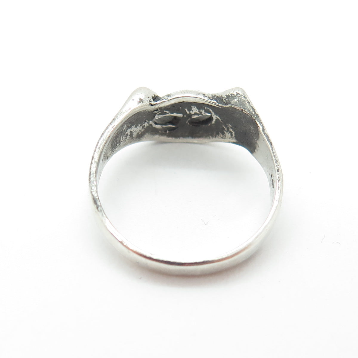 925 Sterling Silver Vintage Cat Oxidized Ring Size 6.5