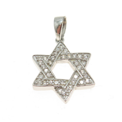 925 Sterling Silver Round-Cut Shaped C Z Star of David Judaica Pendant