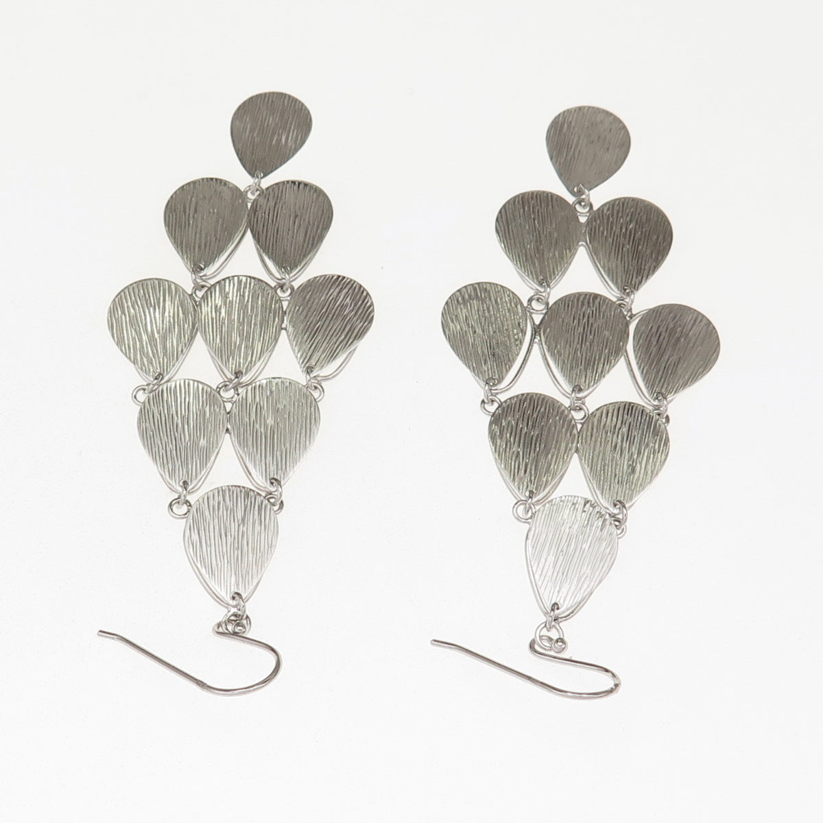 925 Sterling Silver Textured Boho Petal Dangle Earrings