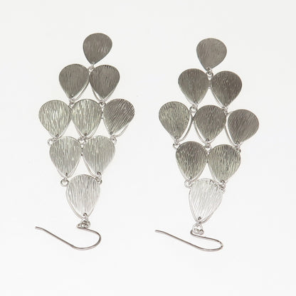 925 Sterling Silver Textured Boho Petal Dangle Earrings