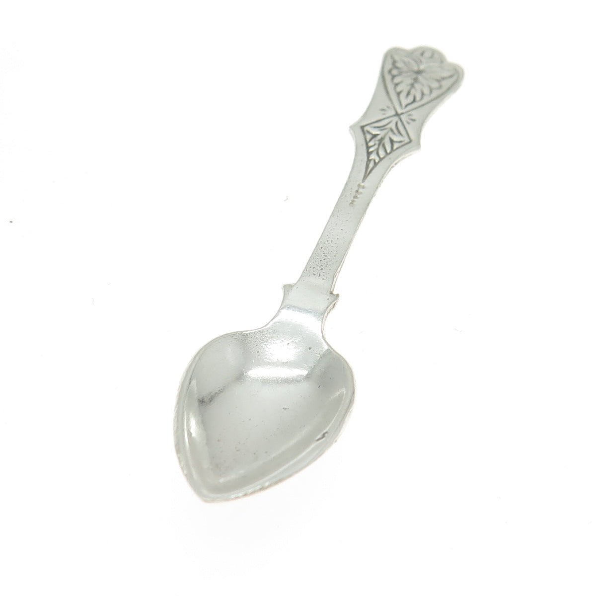 925 Sterling Silver Antique Art Deco Engraved Salt & Spices Spoon