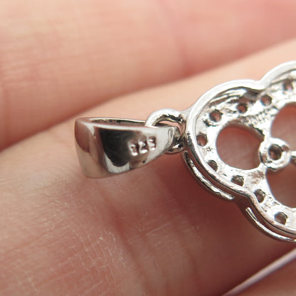 925 Sterling Silver C Z Key Pendant
