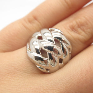 925 Sterling Silver Vintage Wicker Ring Size 6 3/4