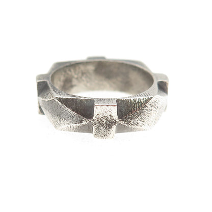925 Sterling Silver Vintage Modernist Oxidized Band Ring Size 6.25