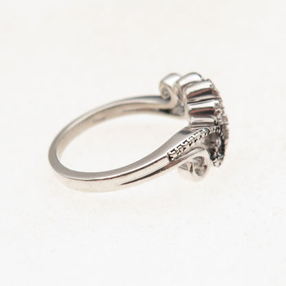 Jane Seymour 925 Sterling Silver Real Blue & White Diamond Heart Ring Size 6.75