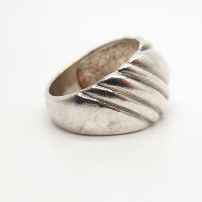 925 Sterling Silver Vintage Ribbed Ring Size 7