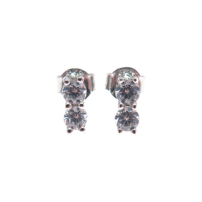 925 Sterling Silver Round-Cut C Z Stud Earrings