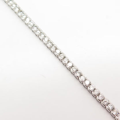 925 Sterling Silver Vintage C Z Round Tennis Link Bracelet 7"