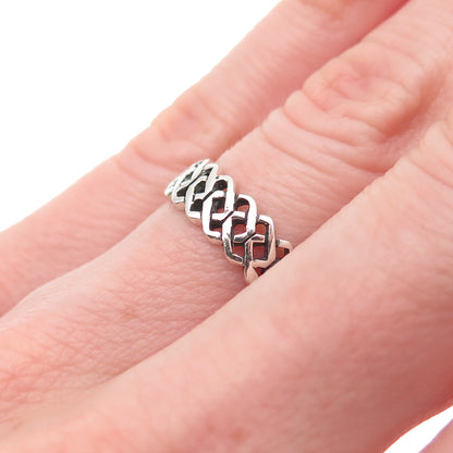 925 Sterling Silver Vintage Celtic Knot Oxidized Band Ring Size 5