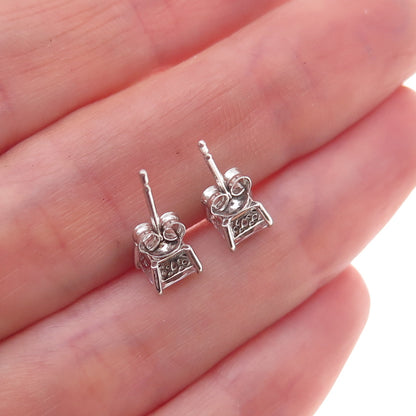 925 Sterling Silver Princess-Cut C Z Stud Earrings