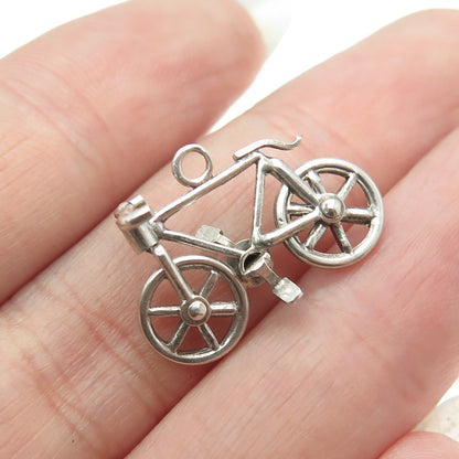 925 Sterling Silver Antique Art Deco Bicycle Minimalist Charm Pendant