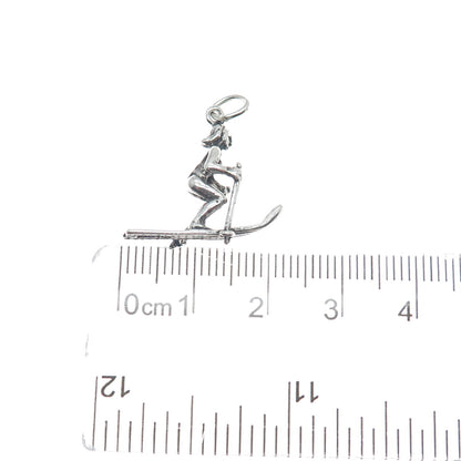 MAISELS INDIAN TRADING 925 Sterling Silver Vintage Skier Oxidized Charm Pendant
