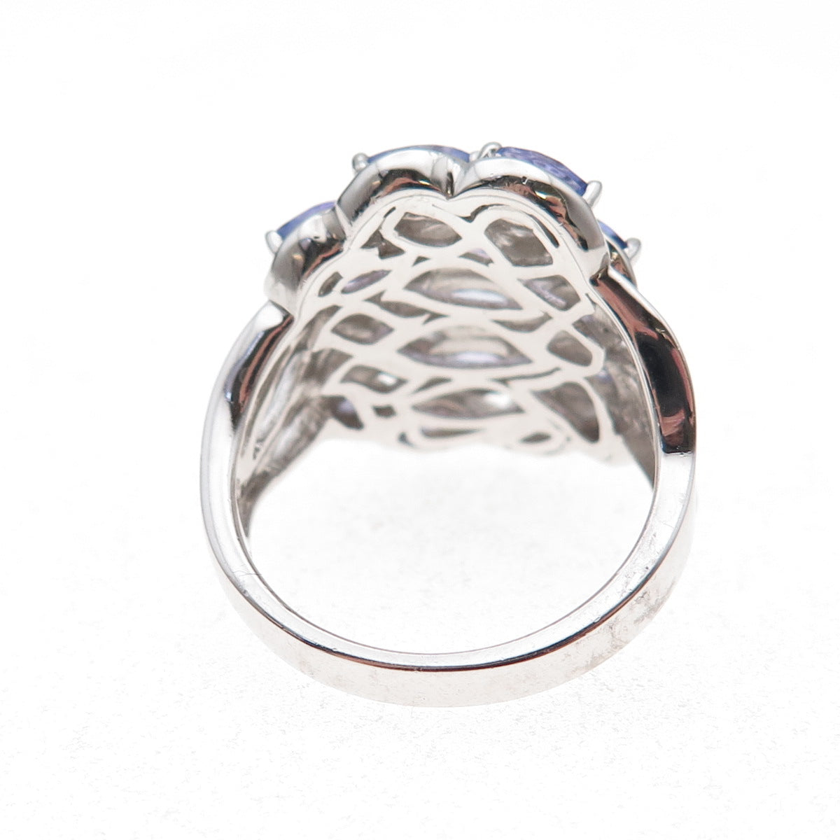 925 Sterling Silver Real Marquise-Cut Tanzanite Cluster Ring Size 8.25