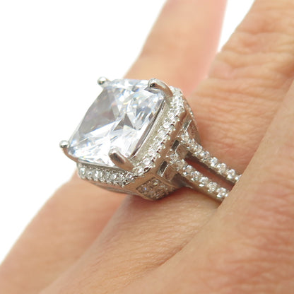 925 Sterling Silver Princess-Cut Shaped C Z Ring Size 5.75