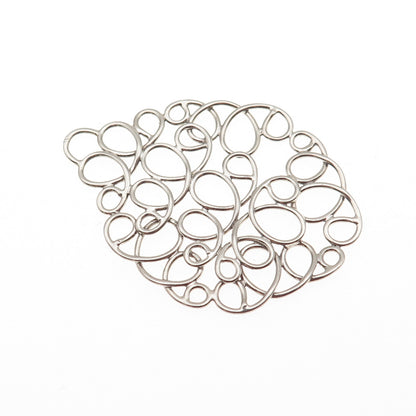 925 Sterling Silver Vintage Modernist Swirl Teardrop Pendant