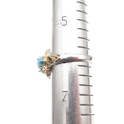 Chuck Clemency Sterling Silver 2-Tone Real Sleeping Beauty Turquoise Ring Size 6