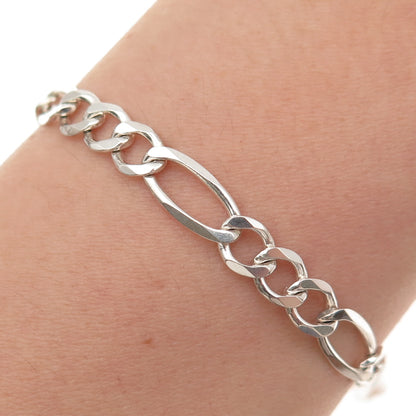 Milor 925 Sterling Silver Vintage Italy Figaro Link Bracelet 8.25"