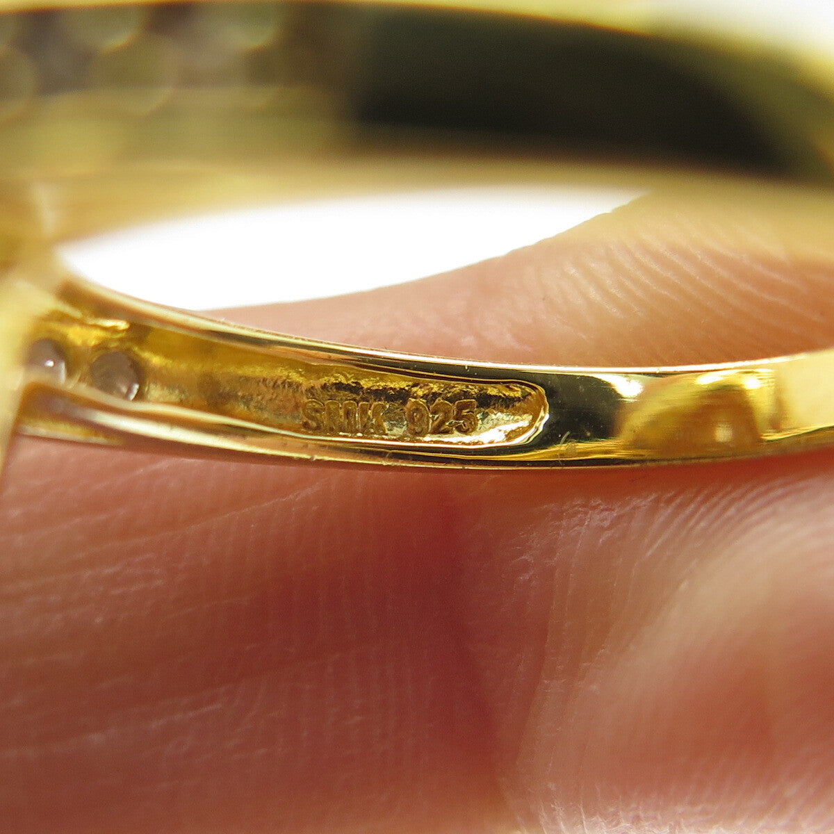 925 Sterling Silver Gold Plated Real Round-Cut Diamond & Citrine Ring Size 8.25