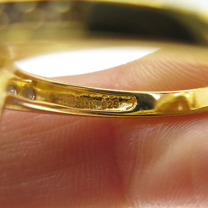 925 Sterling Silver Gold Plated Real Round-Cut Diamond & Citrine Ring Size 8.25