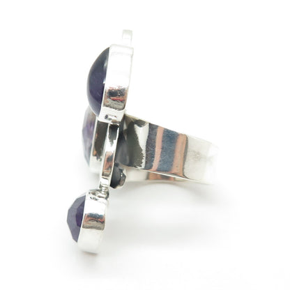 LAPIDARIO BARRERA 950 Silver Vintage Amethyst Modernist Adjustable Ring Size 7