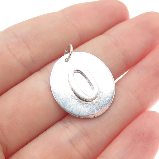 925 Sterling Silver Vintage Letter O Initial Minimalist Charm Pendant